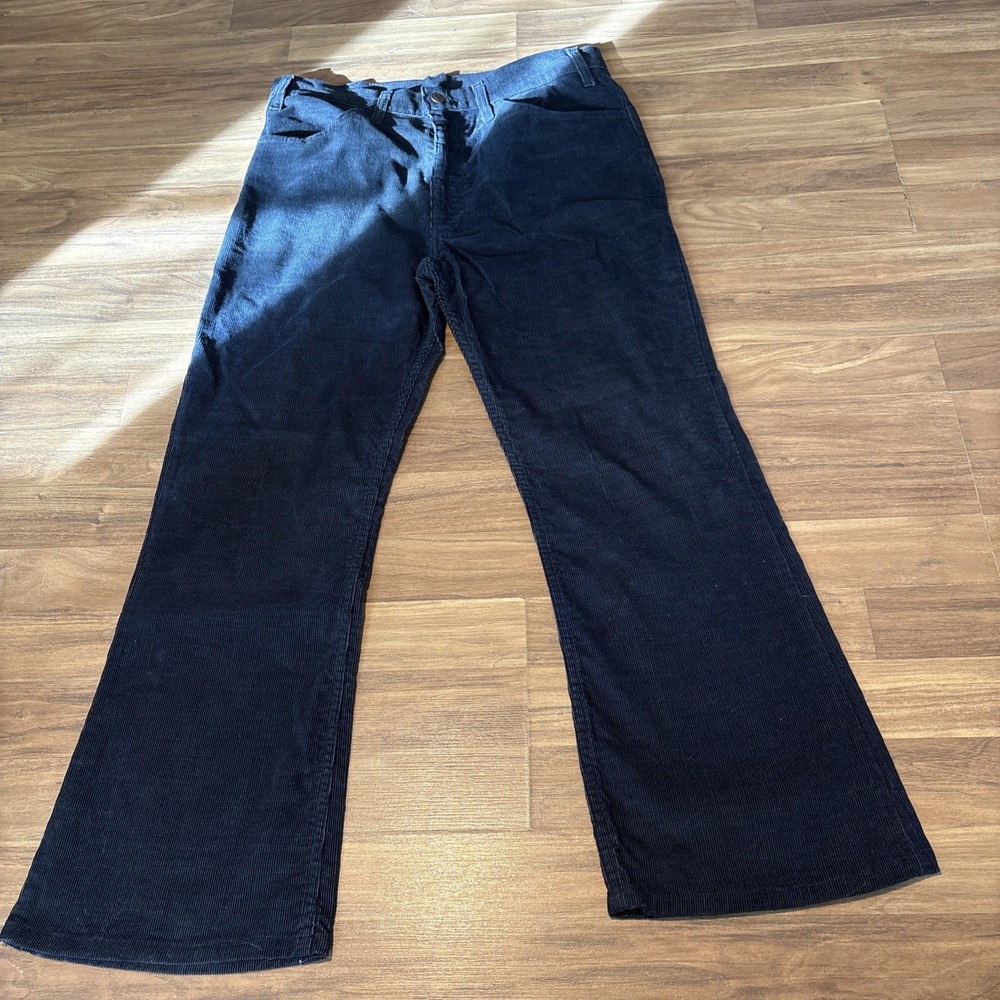 Vintage Levis 646 Navy Blue Corduroy Bell Bottom Jeans 34x30 70s White Tab
